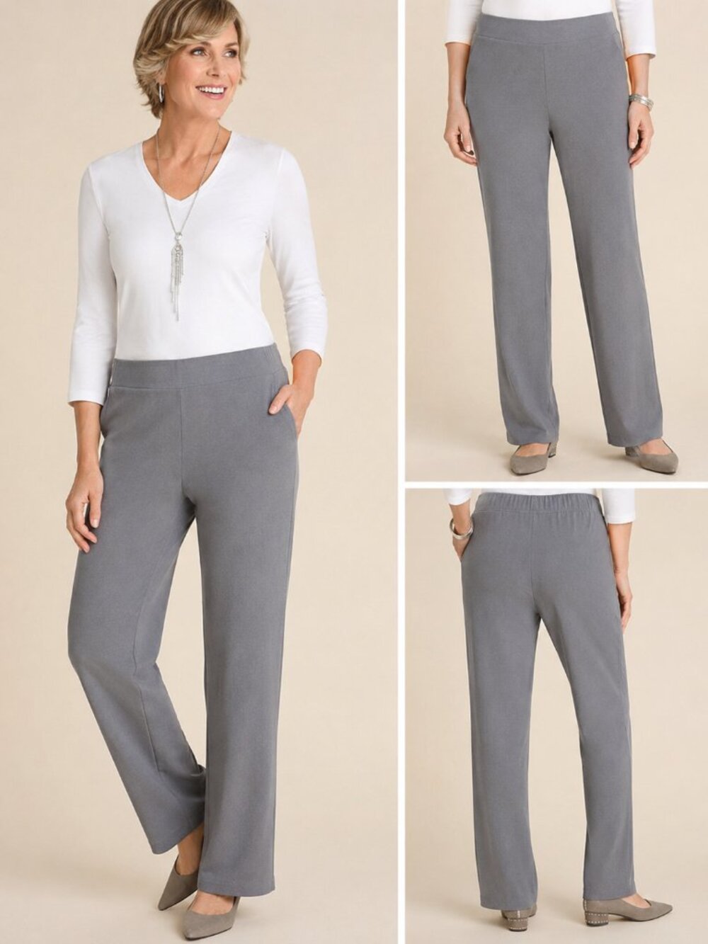 NWT Chico's Travelers No Tummy Pull-On Pants Gray Size 3 XL 16/18